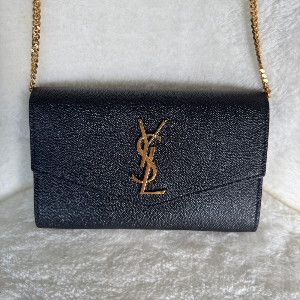 SAINT LAURENT Uptown Chain Wallet in Grain De Poudre Embossed Leather - Picture 5 of 14